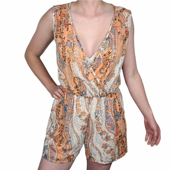 Liberty Love Orange and White Floral Romper - Picture 2 of 7